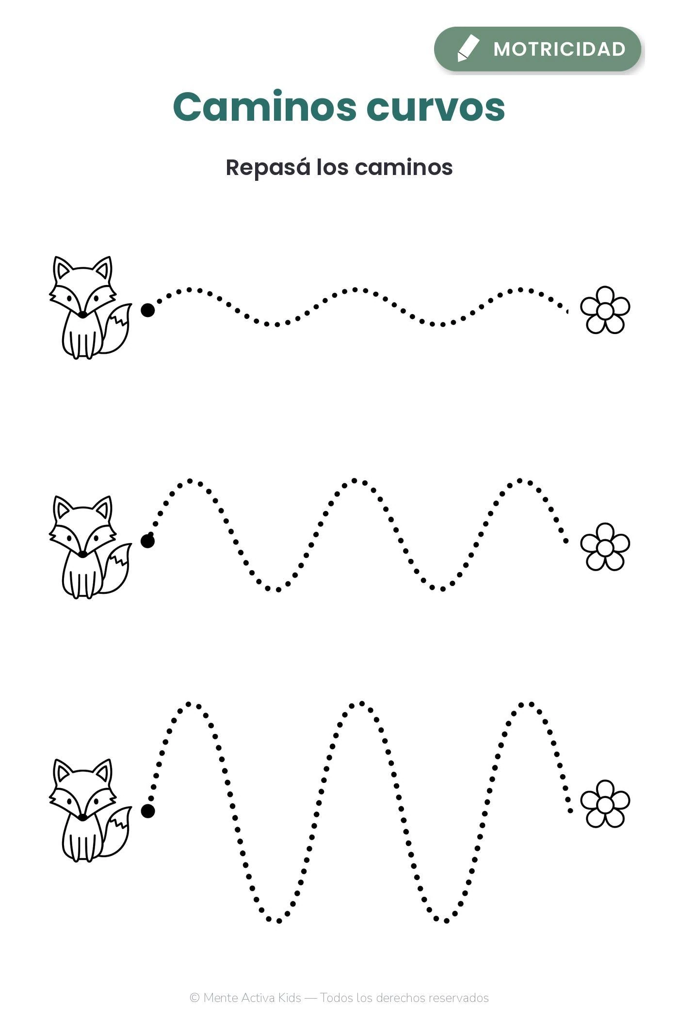 Actividad de motricidad fina: caminos curvos