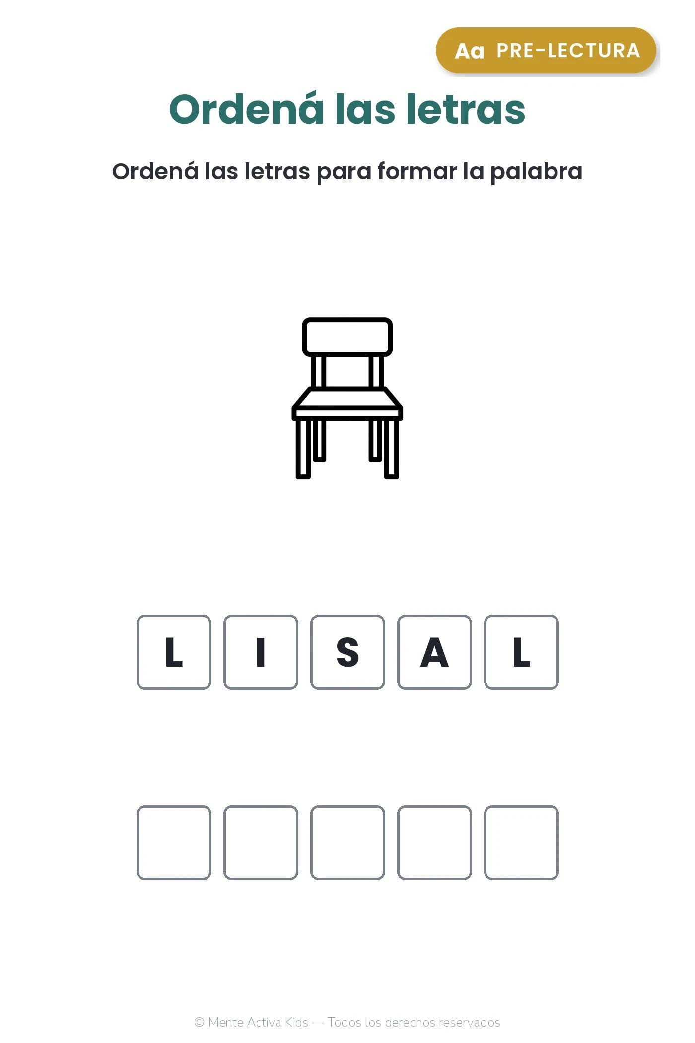 Actividad de pre-lectura: ordená las letras