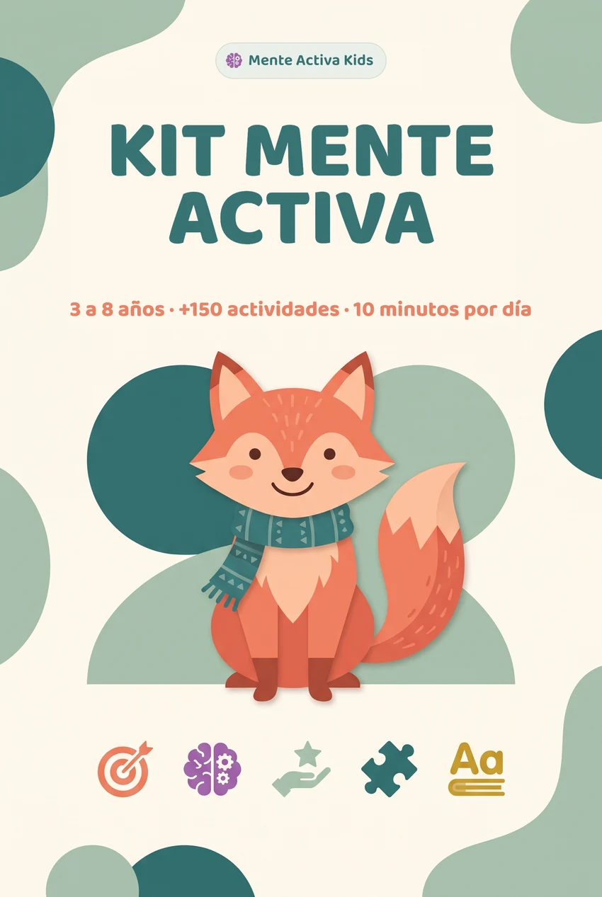 Portada del Kit Mente Activa: 3 a 8 años, +150 actividades, 10 minutos por día